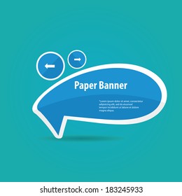 vector abstract blue paper banner or speech bubble on stylish turquoise background