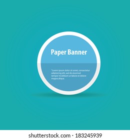 vector abstract blue paper banner or speech bubble on stylish turquoise background