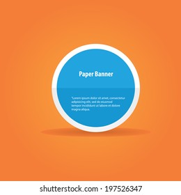 vector abstract blue paper banner or speech bubble on stylish orange background
