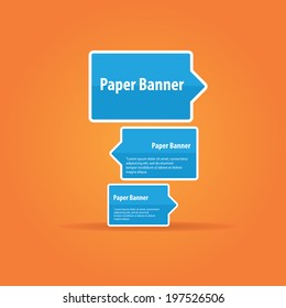 vector abstract blue paper banner or speech bubble on stylish orange background