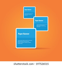 vector abstract blue paper banner or speech bubble on stylish orange background