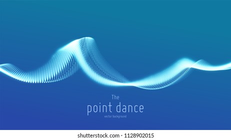 Vector abstract blue particle wave, points array, shallow depth of field. Futuristic illustration. Technology digital splash or explosion of data points. Point dance waveform. Cyber UI, HUD element
