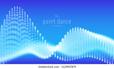 Vector abstract blue particle wave, points array, shallow depth of field. Futuristic illustration. Technology digital splash or explosion of data points. Point dance waveform. Cyber UI, HUD element