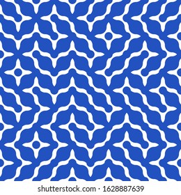 Vector abstract blue pattern with organic shapes, circles and dots. Geometric print for sporty fashion. Mid century design background for home decor.