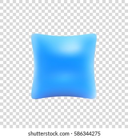 Vector abstract blue pillow for bed. Bedroom pillow background isolated clean comfort sleep.