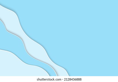 fondo vectorial de mar azul y playa de verano con olas de papel y costa para banner