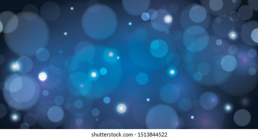 Vector abstract blue sky background with blur bokeh light effect.
