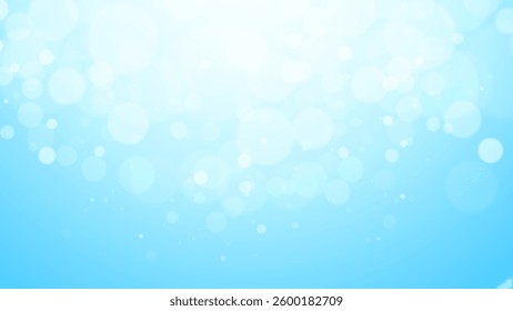 Vector abstract blue sky background with blur bokeh light effect. Blur bokeh light effect on blue background, Blurred under water with bright light or christmas feeling fresh and beautiful.
