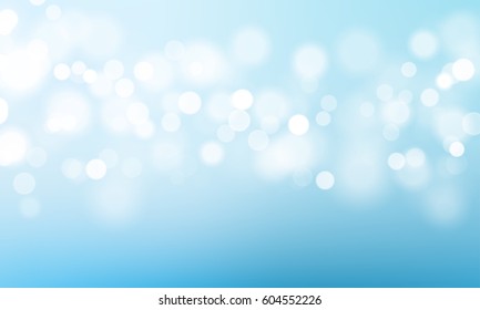 Vector abstract blue sky background with blur bokeh light effect. 