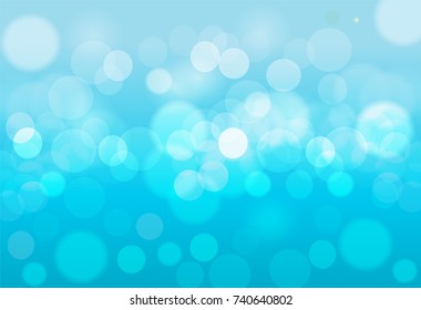 Vector abstract blue sky background with blur bokeh light effect.