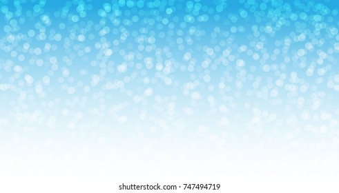 Vector abstract blue sky background with blur bokeh light effect.  Merry Christmas.
