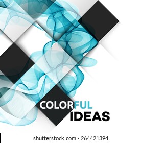 Vector Abstract blue smoke curved lines background. Brochure design