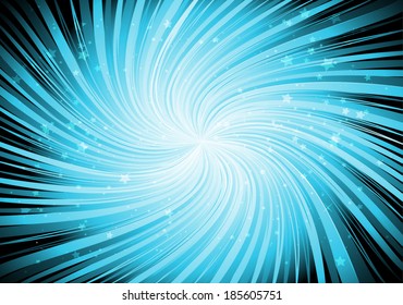 Vector abstract blue space vortex background illustration - Vector blast of stars background illustration