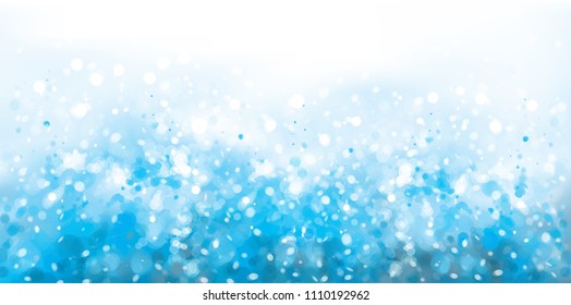 Vector  abstract, blue, sparkle background, Christmas  lights and stars. 