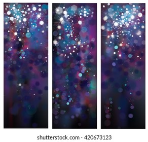 Vector abstract blue sparkle, glitter banners.