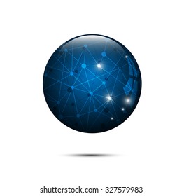 vector abstract blue sphere polygonal design hi tech concept