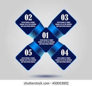 Vector abstract blue squares background business infographic
