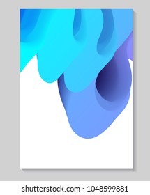 Vector abstract blue and violet liquid 3D waves A4 template for your design