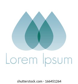 Vector Abstract Blue Water Drops Icon Isolated