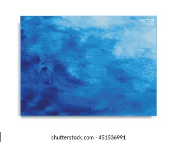 Vector abstract blue watercolor brushed stroke for background isolated on white.