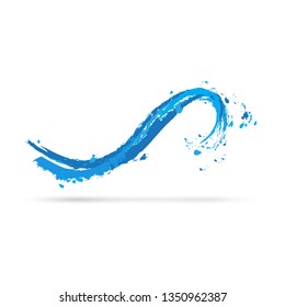 Vector abstract blue wave of the sea , handmade with brushstrokes
