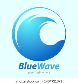 Vector abstract, blue wave symbol