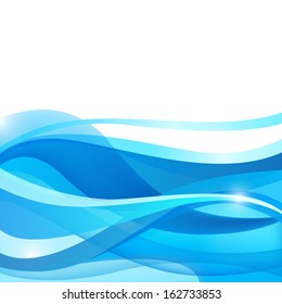 vector abstract blue wavy water background, wallpaper. Flow, energy, dynamic transparent banner