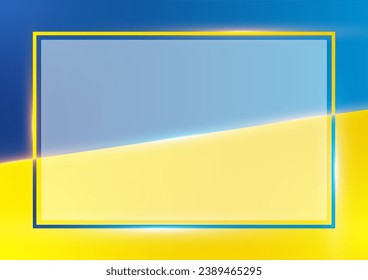 Marco abstracto vectorial azul y amarillo en un fondo con los colores de la bandera ucraniana