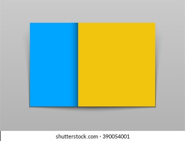 Vector abstract blue and yellow horizontal banner, modern material background