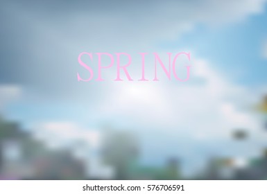 vector abstract  blur background pattern colored white blue green  brown with text spring