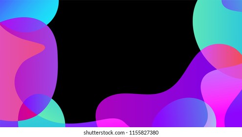Vector abstract blur wave shapes in gradient iridescent colors effect soft transition. Slider template of fluid organic shapes with plastic lines, forms. Liquid effect background. Text place