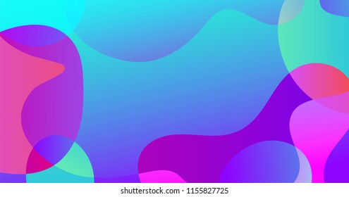 Vector abstract blur wave shapes in gradient iridescent colors effect soft transition. Slider template of fluid organic shapes with plastic lines, forms. Liquid effect background. Text place