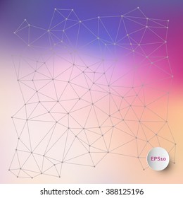 Vector abstract blurred background with grey wireframe and dots