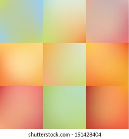 Vector abstract blurred backgrounds. Neutral colorfully backgrounds. Sizable and editable. 