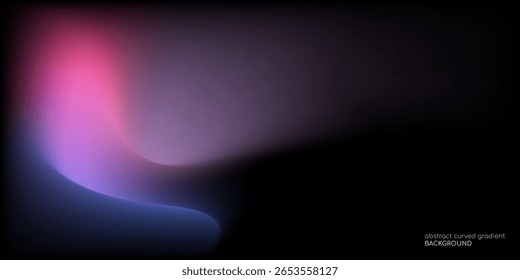 Vector abstract blurred gradient background smooth curve shape with colorful light purple blue on black background
