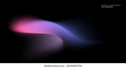 Vetor abstrato plano de fundo de gradiente borrado forma de curva suave com luz colorida azul roxo no plano de fundo preto