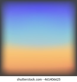 Vector abstract blurred horizon background. Dark edges. Yellow and blue colors.