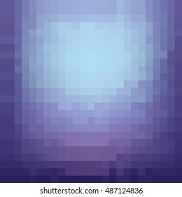 Vector abstract blurred pixel colorful pattern background. EPS 8. Cyan blur. Modern blue backdrop. Squares. Dark edges fond.