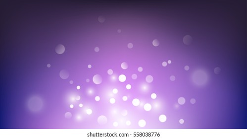 Vector abstract bokeh bright purple background. Blurred fond. Festive defocused lights. EPS 10. Dust. Particles. Gradient fond.