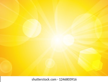 Vector : Abstract bokeh and stripe with sunshine on yellow and orange background