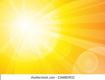 Vector : Abstract bokeh and stripe with sunshine on yellow and orange background