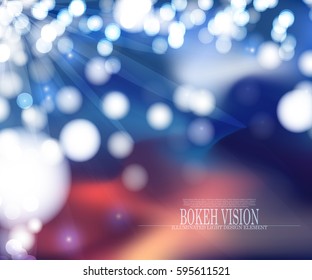 Vector abstract bokeh vision background design V, illuminated light effect