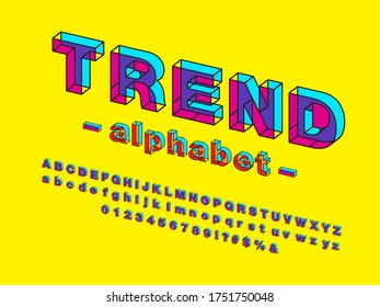 Vector of abstract bold alphabet design with uppercase, lowercase, numbers and symbols