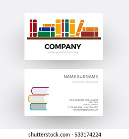 Vector abstract book and bookstore. Business card