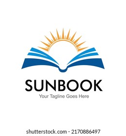 libro abstracto vectorial y logotipo de sol