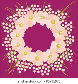 vector abstract bouquet composed of pink flowers / wreath headdress