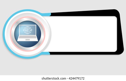 Vector abstract box for your text and laptop icon