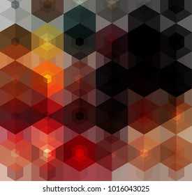 Vector abstract boxes background. Modern technology illustration with square mesh. Digital geometric abstraction with lines. Cube cell.