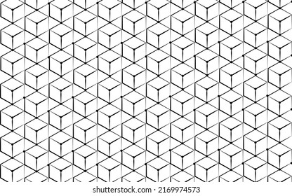 Vector abstract boxes background. Modern technology illustration with square mesh. geometric abstraction with lines and points.