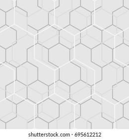 Vector abstract boxes background. Modern technology illustration with square mesh. Digital geometric abstraction with lines. Cube cell.